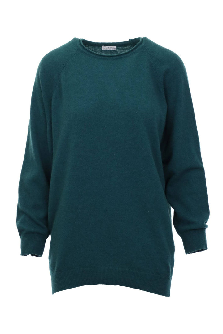 Teal Cashmere Blend Raglan Sleeve Jumper