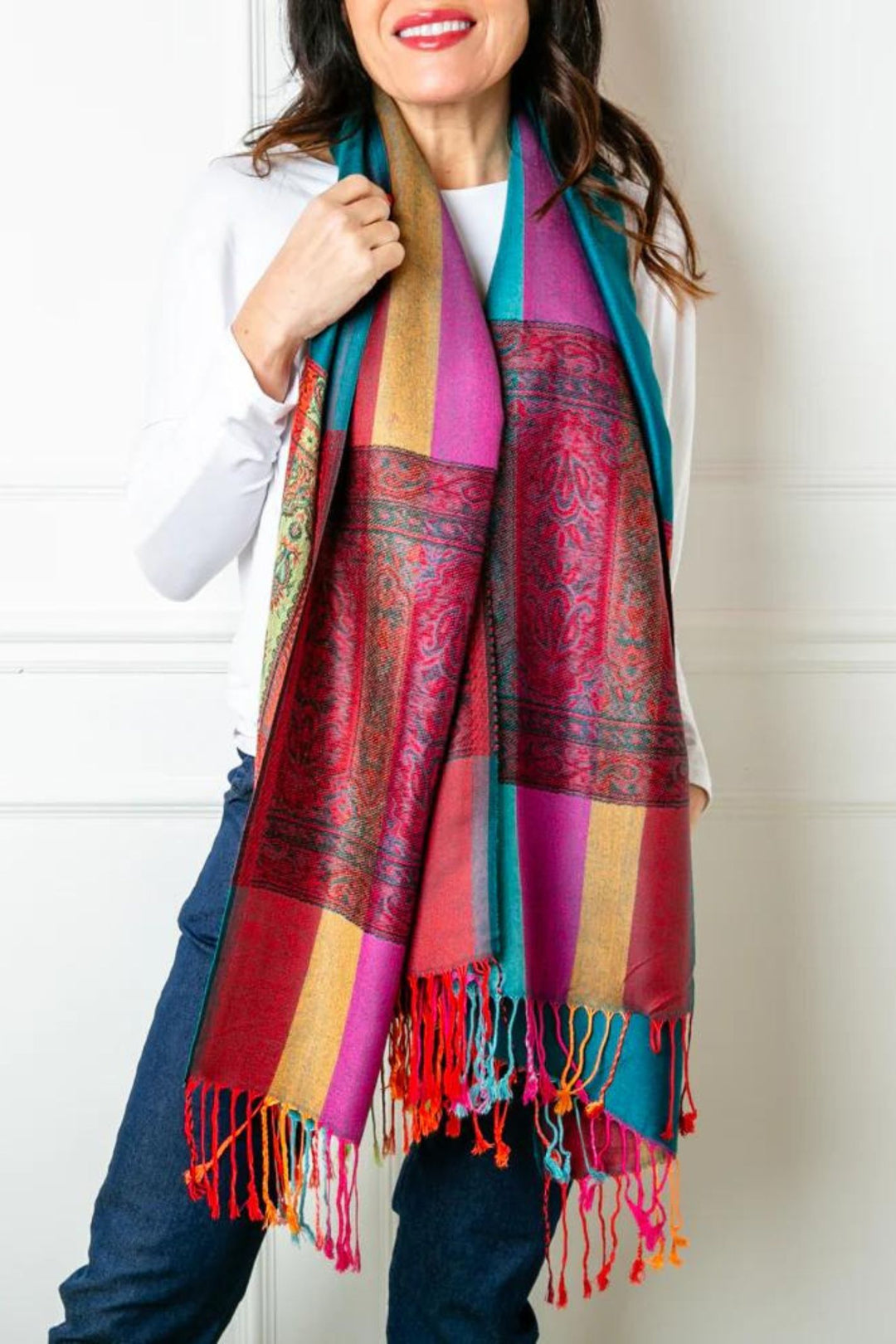 Teal Silky Seville Pashmina