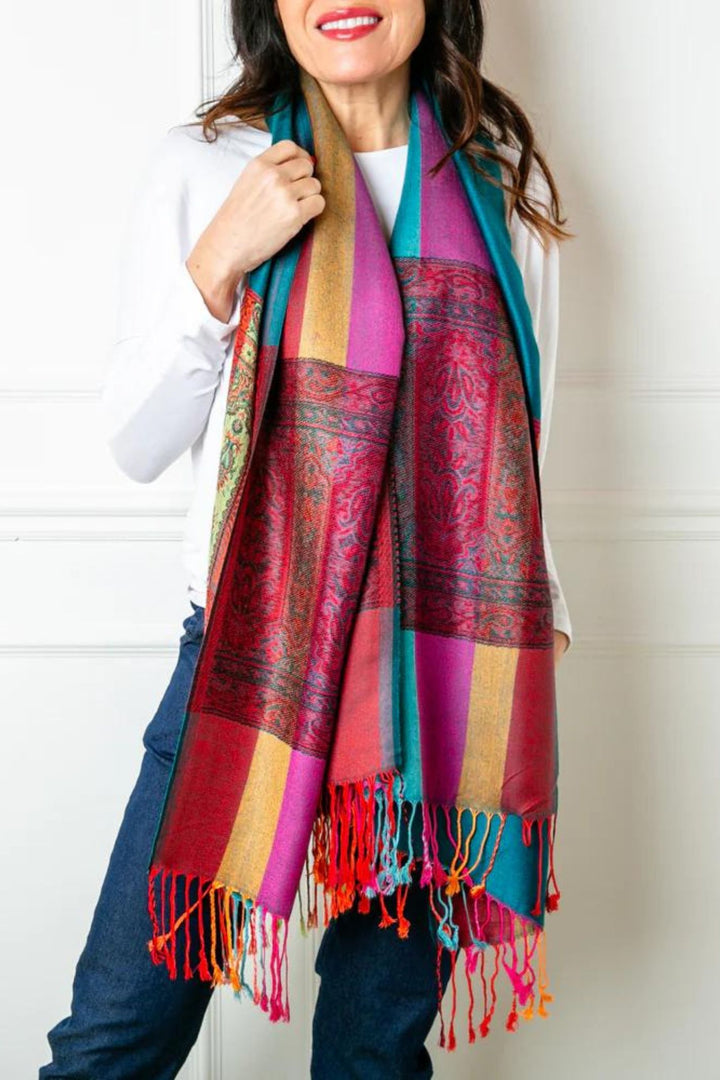 Teal Silky Seville Pashmina