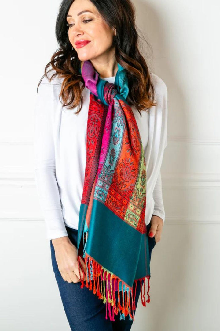Teal Silky Seville Pashmina