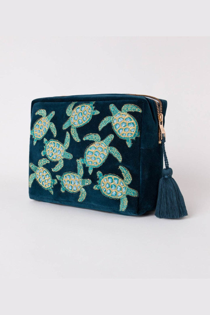 Elizabeth Scarlett Teal Turtle Conservation Wash Bag