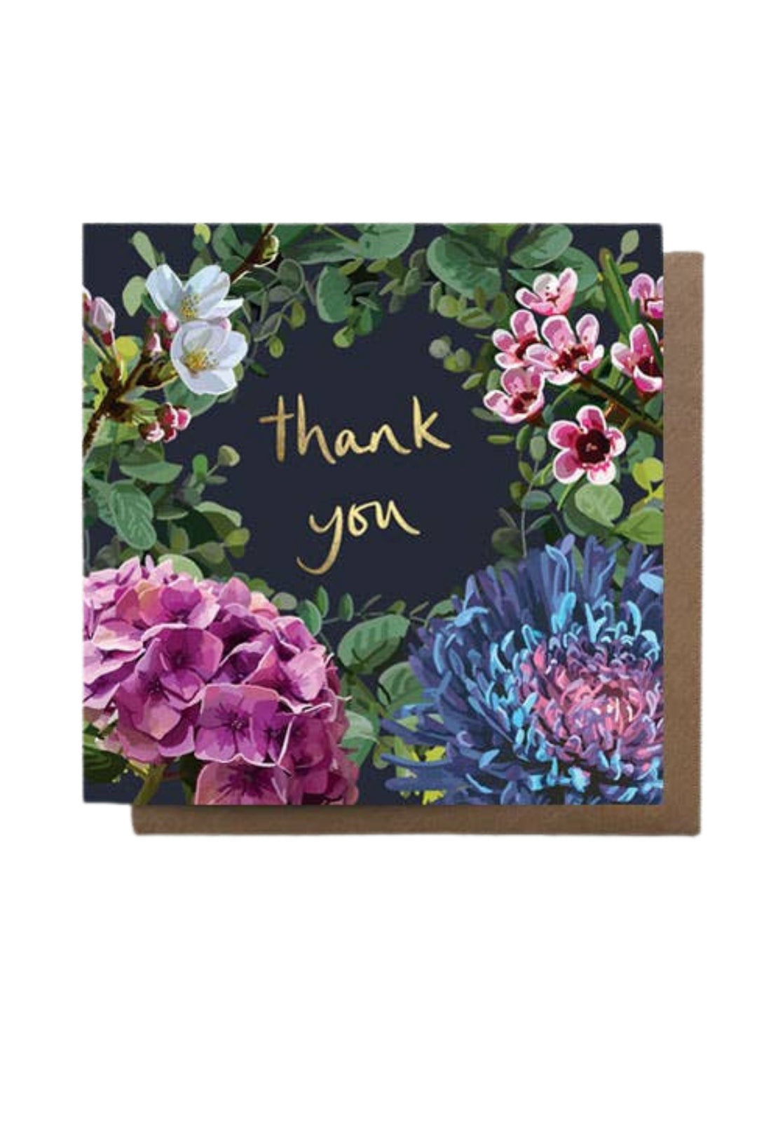 Thank you Floral Gold Foiled Greeting Card 