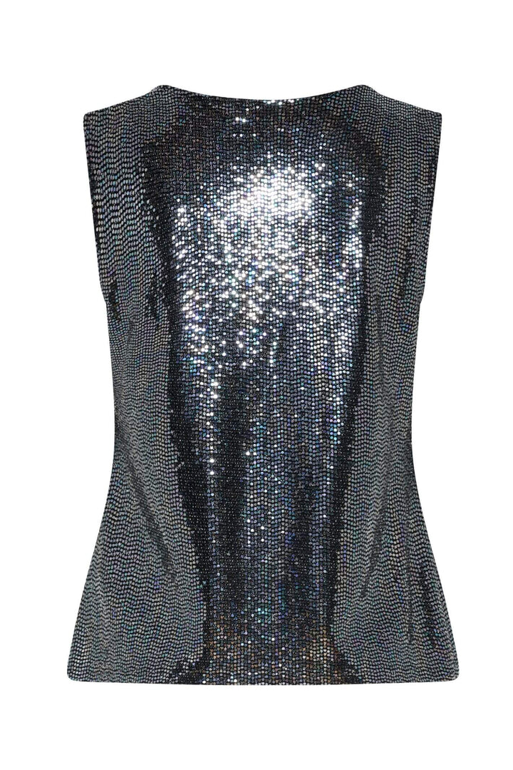 Tia 73015 Navy Iridescent Sequin Vest Top