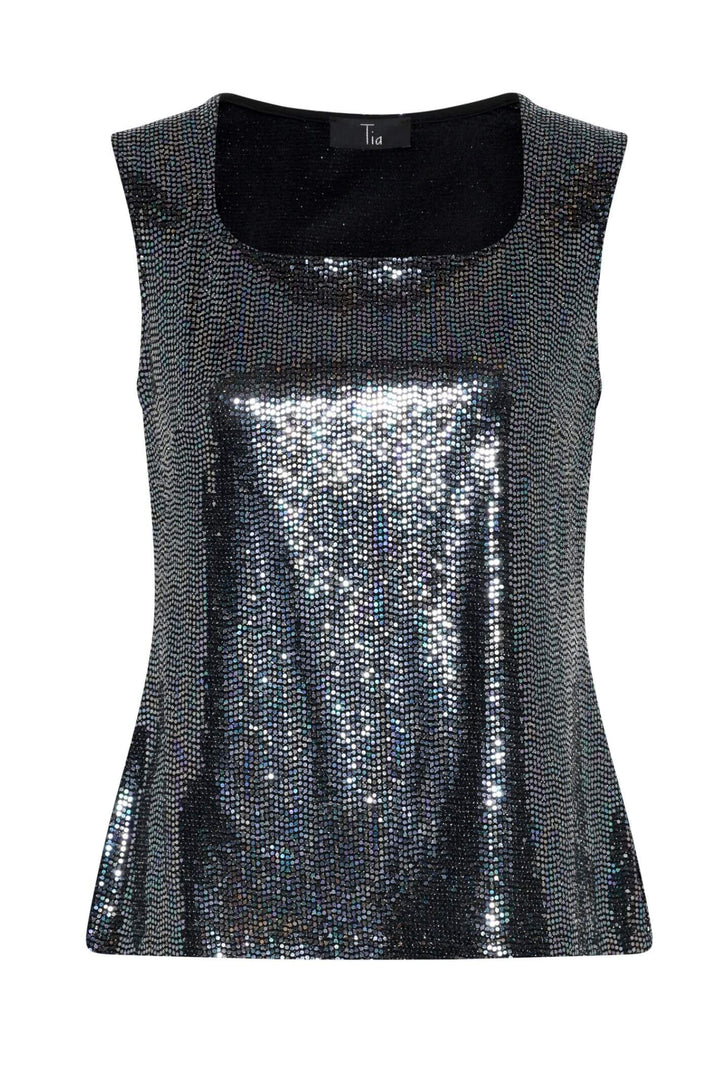 Tia 73015 Navy Iridescent Sequin Vest Top