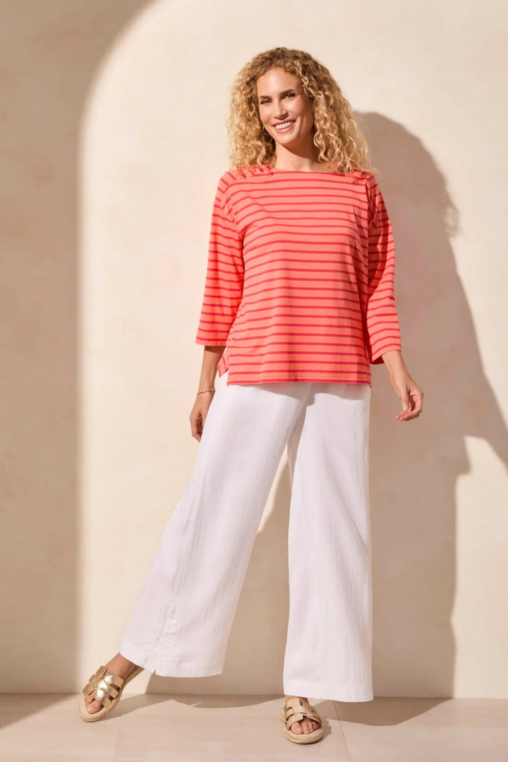 Tribal Fashion Top Striped Coral & Raspberry 2088O-3547