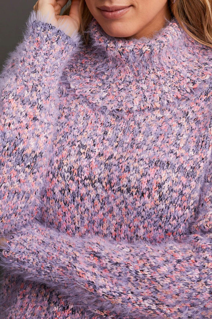 Tribal Orchid Fleck Polo Neck Jumper 1898O