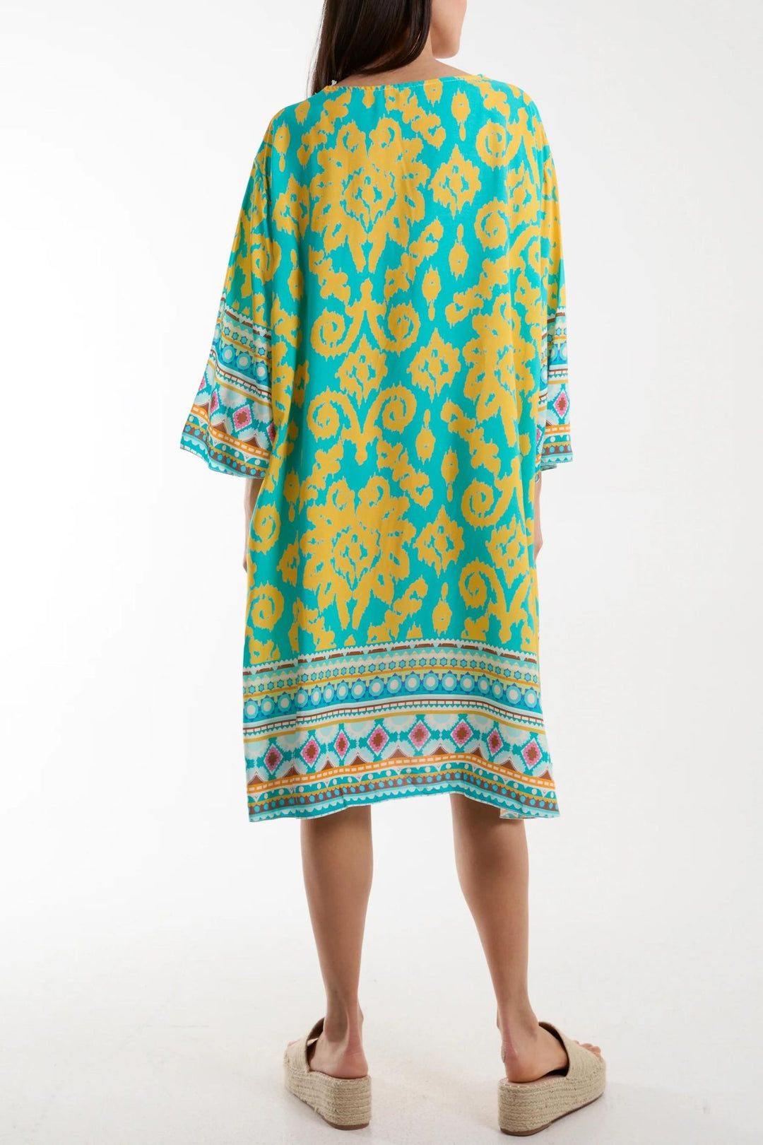 Turquoise & Sunshine Yellow A-line Tunic Cover Up