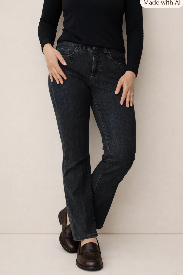 Anna Montana 1297 Black Finja Flare Fit Jeans