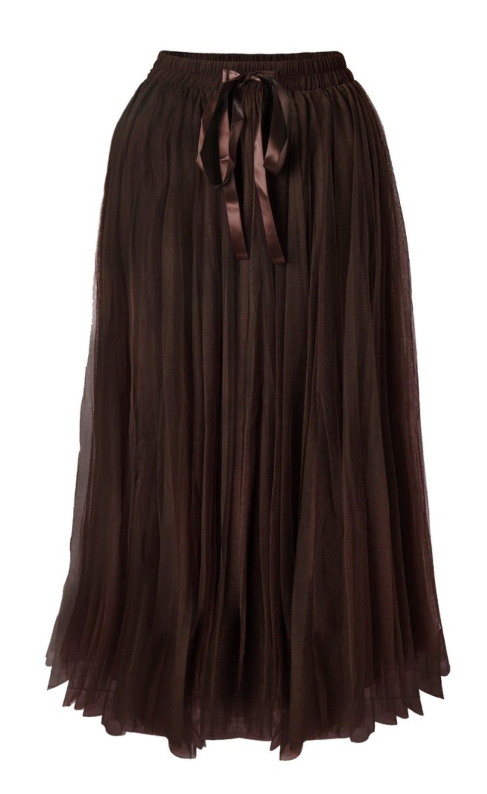 Chocolate Satin Waistband Tulle Skirt