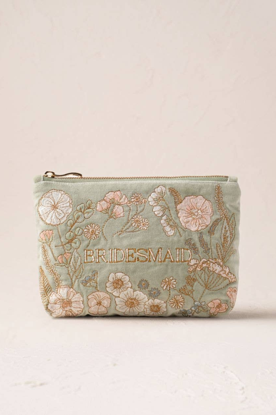 Elizabeth Scarlett Sage Pressed Flowers Bridesmaid Mini Pouch
