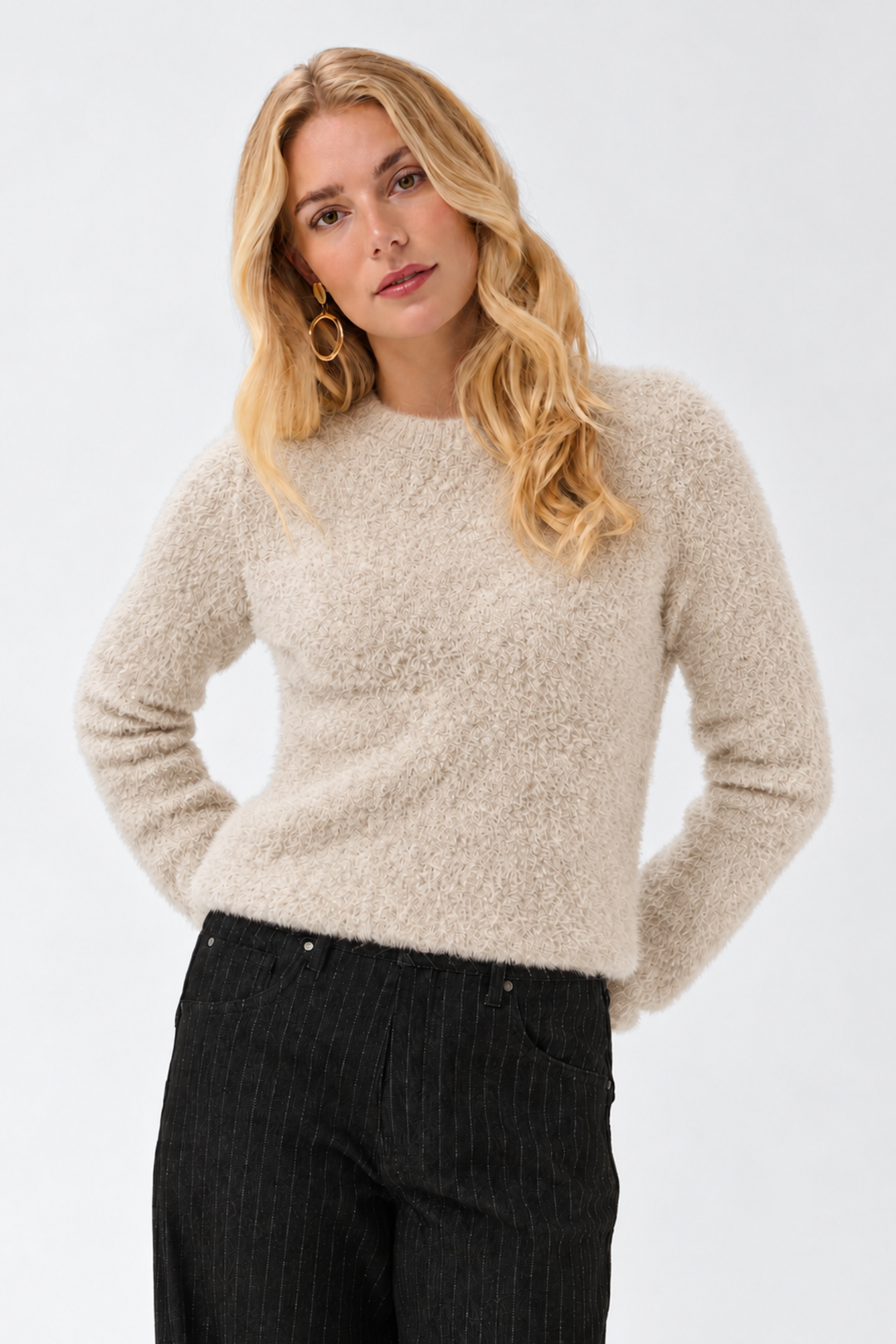 Cream Clothing CRInaya Whisper White Fluffy Knit Jumper