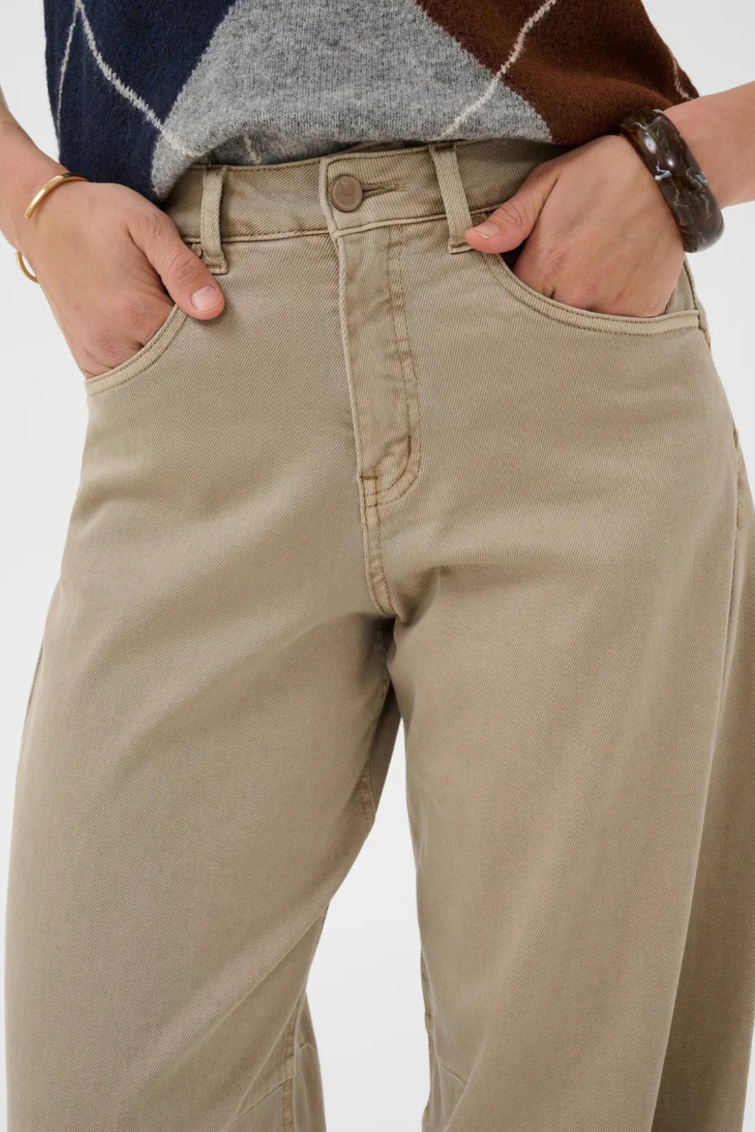 Cream Clothing CRDjuli Cobblestone Wash Beige Relaxed Fit Barrel Jeans 10615293 1000029