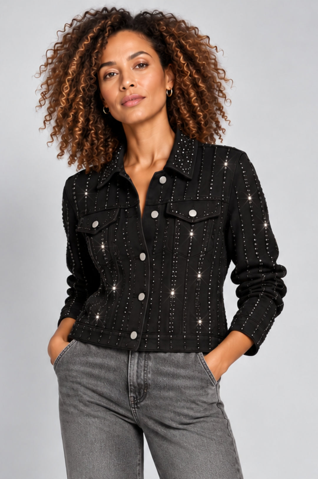 Orly 262165 Black Jewel Stretch Denim Jacket