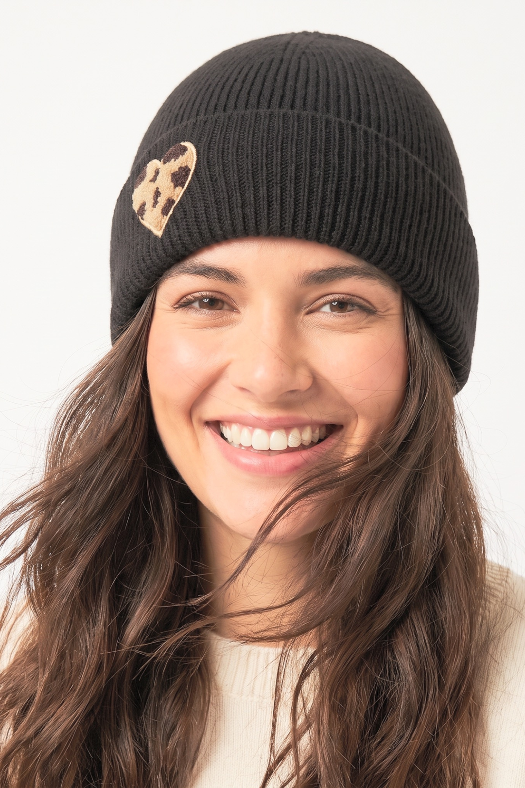 Leopard Print Beanie Hat in Brown: One Size