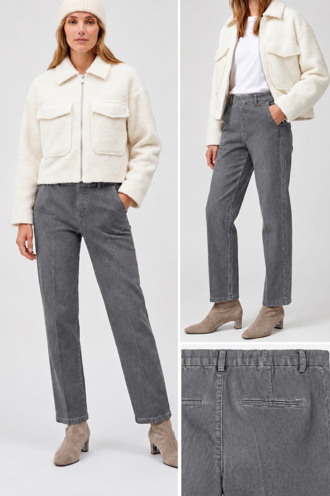 Anna Montana Mila Grey Denim Straight Leg Trousers 1045