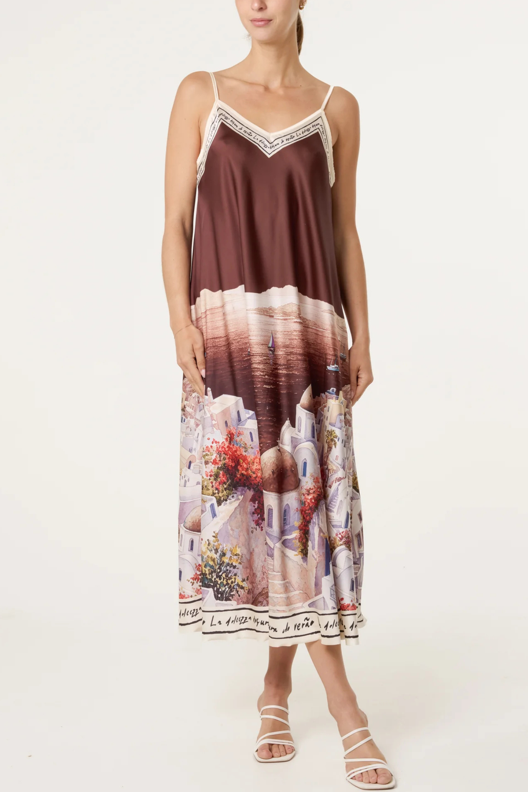 Santorini Satin Cami Midi Dress One Size