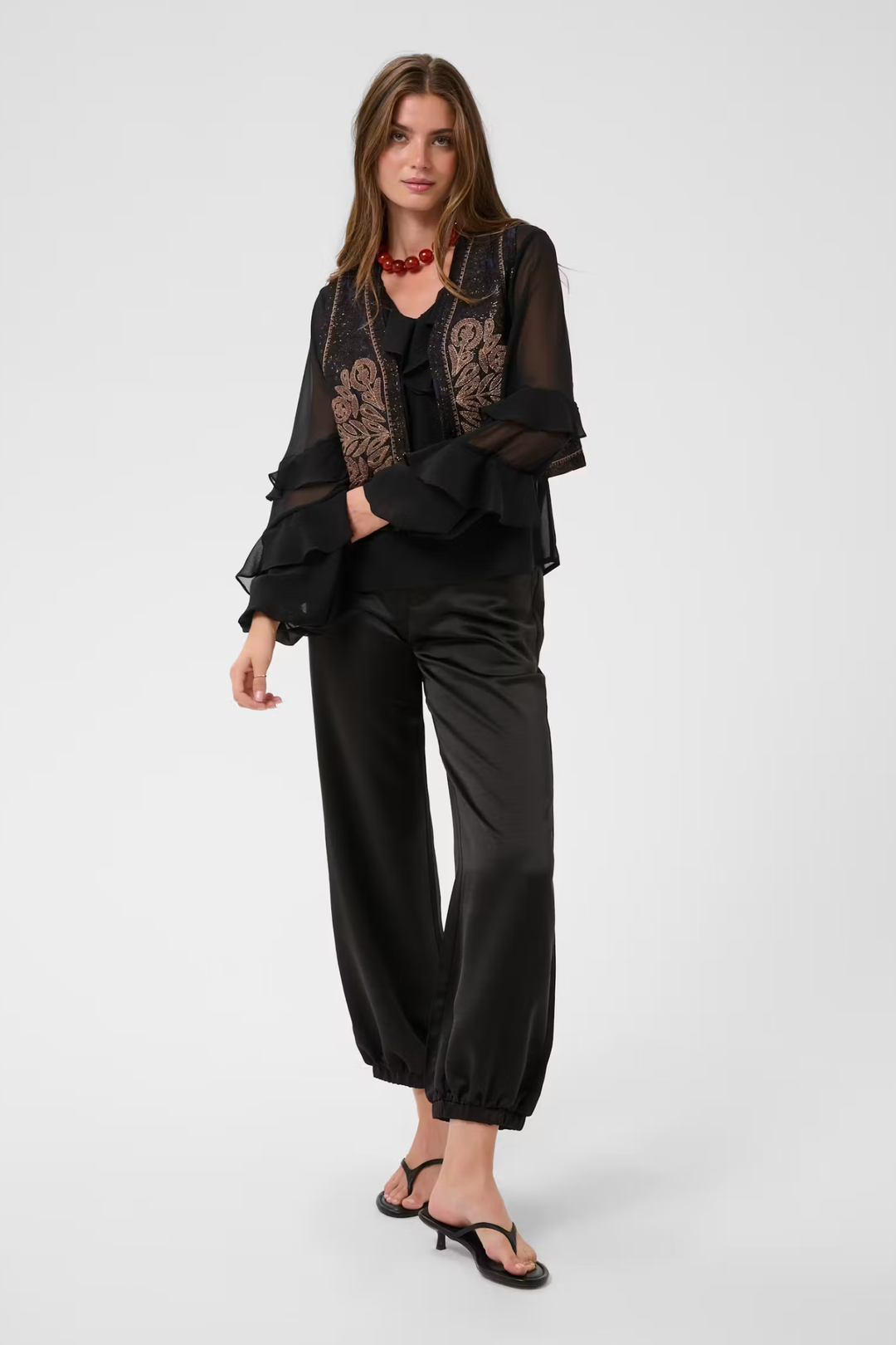 Cream CRGitta Boho Embroidered Waistcoat – Black