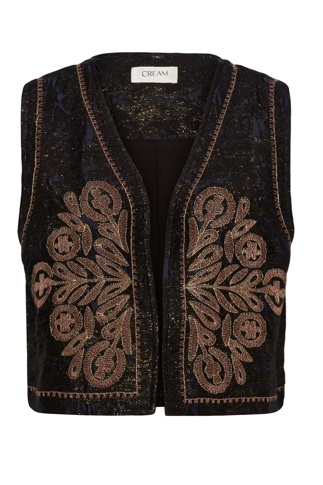 Cream CRGitta Boho Embroidered Waistcoat – Black