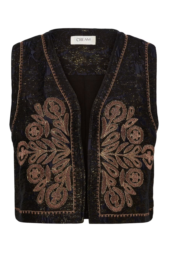 Cream CRGitta Boho Embroidered Waistcoat – Black