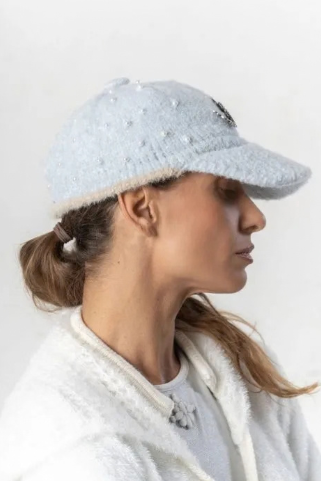 Elisa Cavaletti Powder Blue Embellished Cap ELW260401902 16083