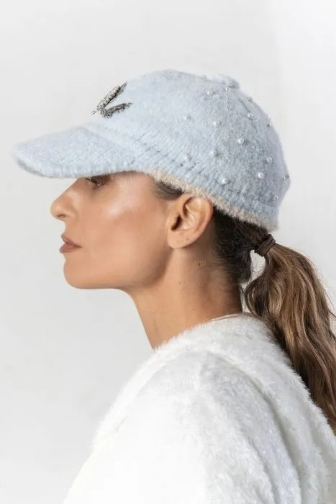 Elisa Cavaletti Powder Blue Embellished Cap ELW260401902 16083