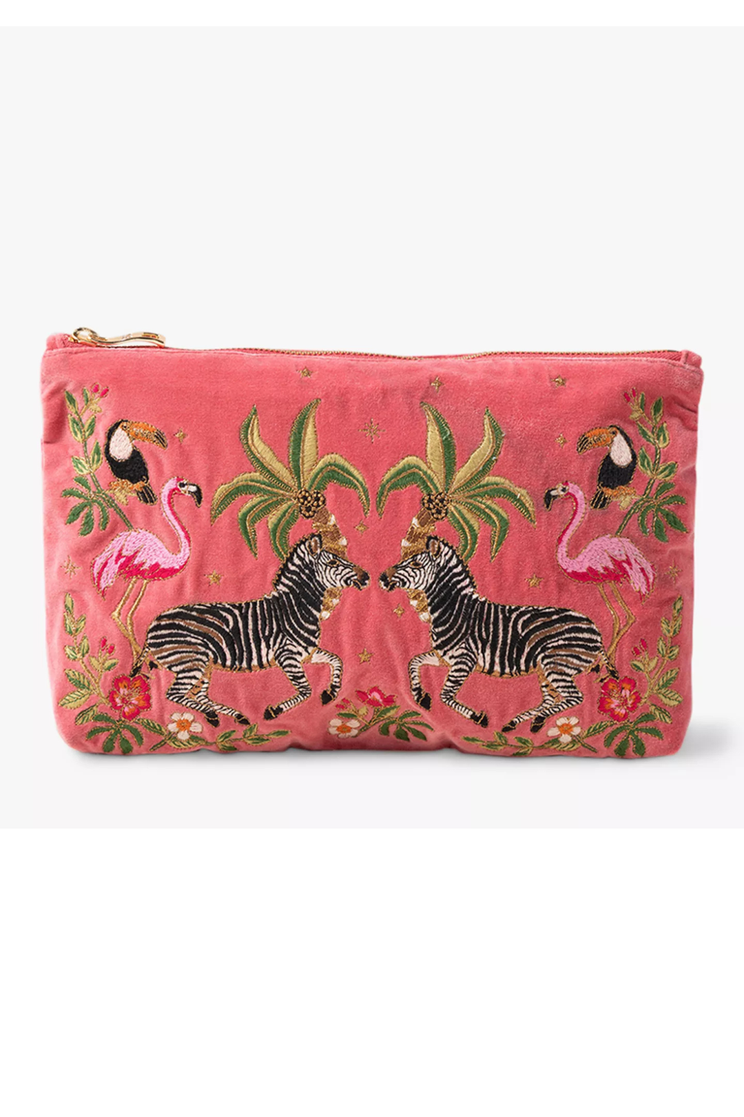 Elizabeth Scarlett Pink Wild Zebra Palm Everyday Pouch