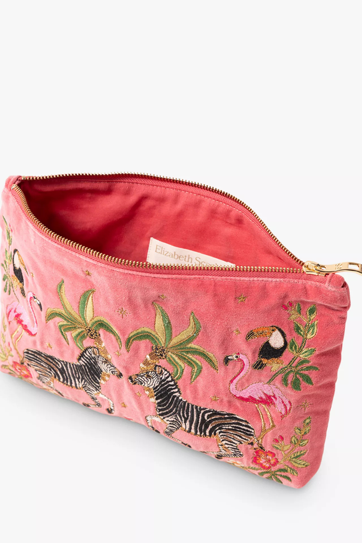 Elizabeth Scarlett Pink Wild Zebra Palm Everyday Pouch