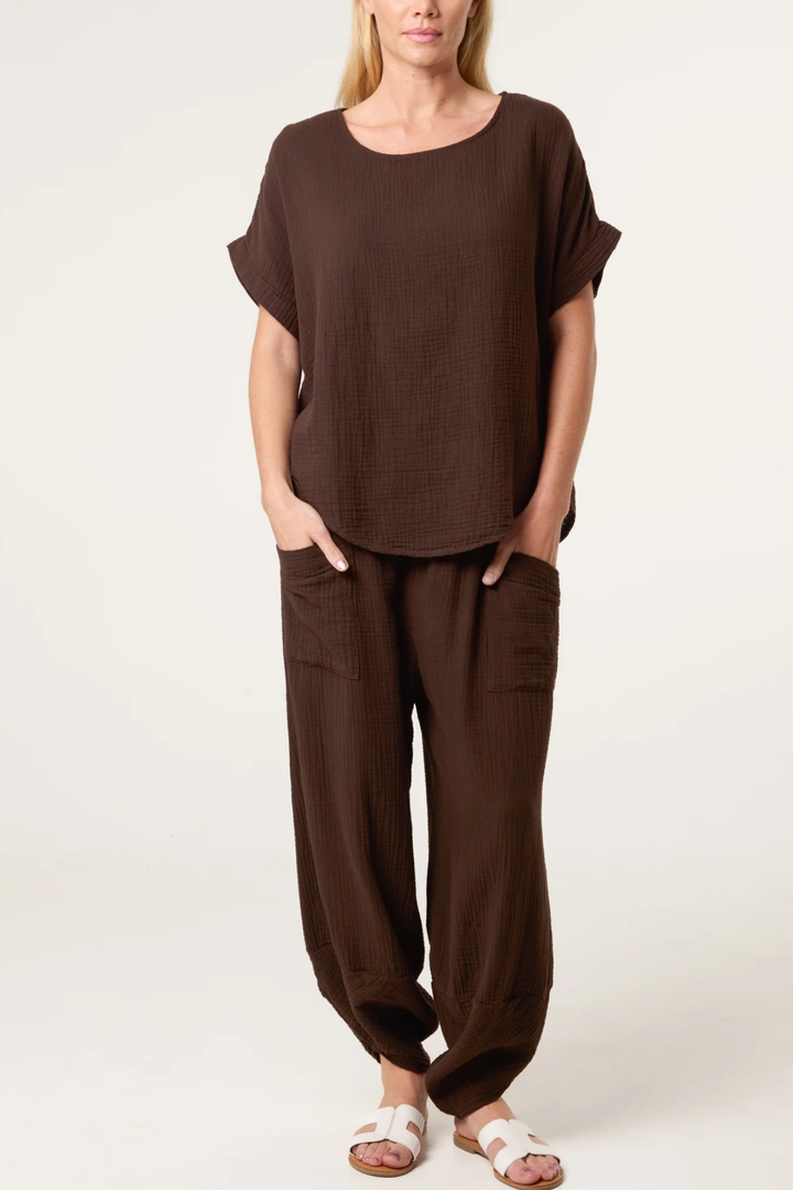 Chocolate Cotton Lightweight Top