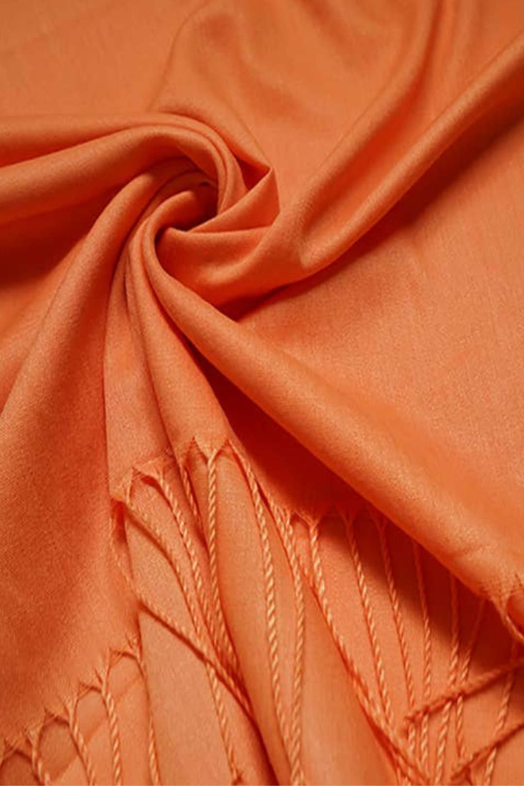 Orange Cotton Blend Tassel Edge Pashmina