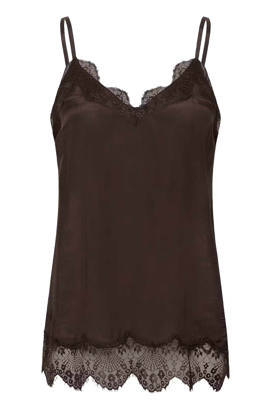 Cream Clothing CRTriniti Java Brown Satin Lace Vest