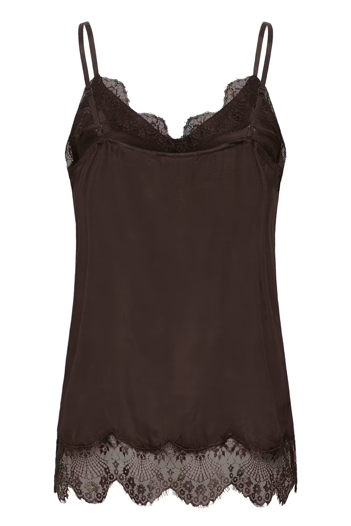 Cream Clothing CRTriniti Java Brown Satin Lace Vest