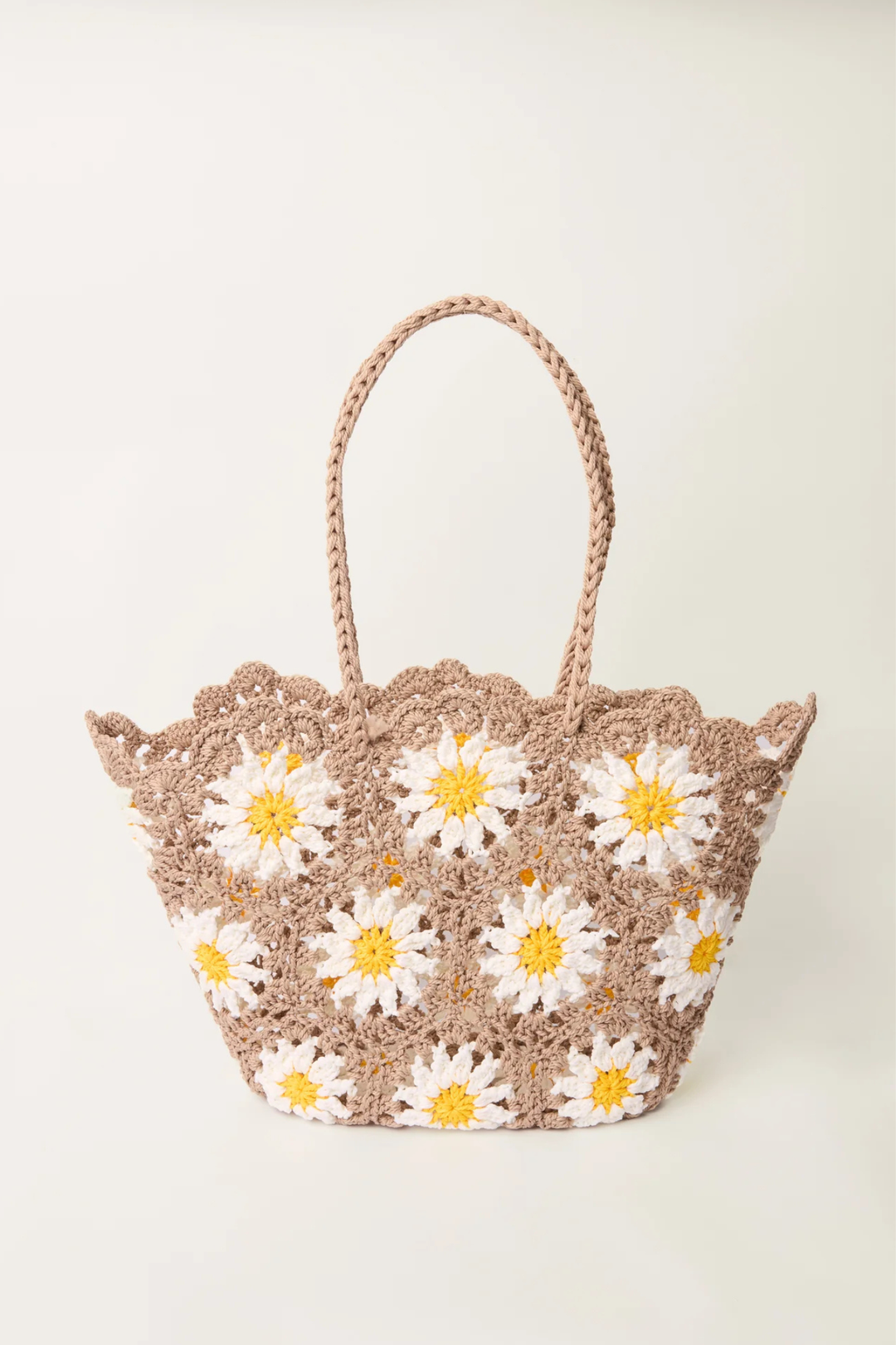 Brown Crochet Dasiy Tote Bag