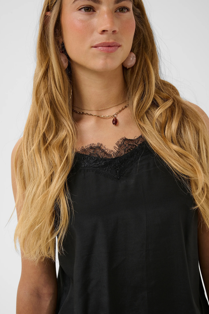 Cream Clothing CRTriniti Black Satin Lace Vest