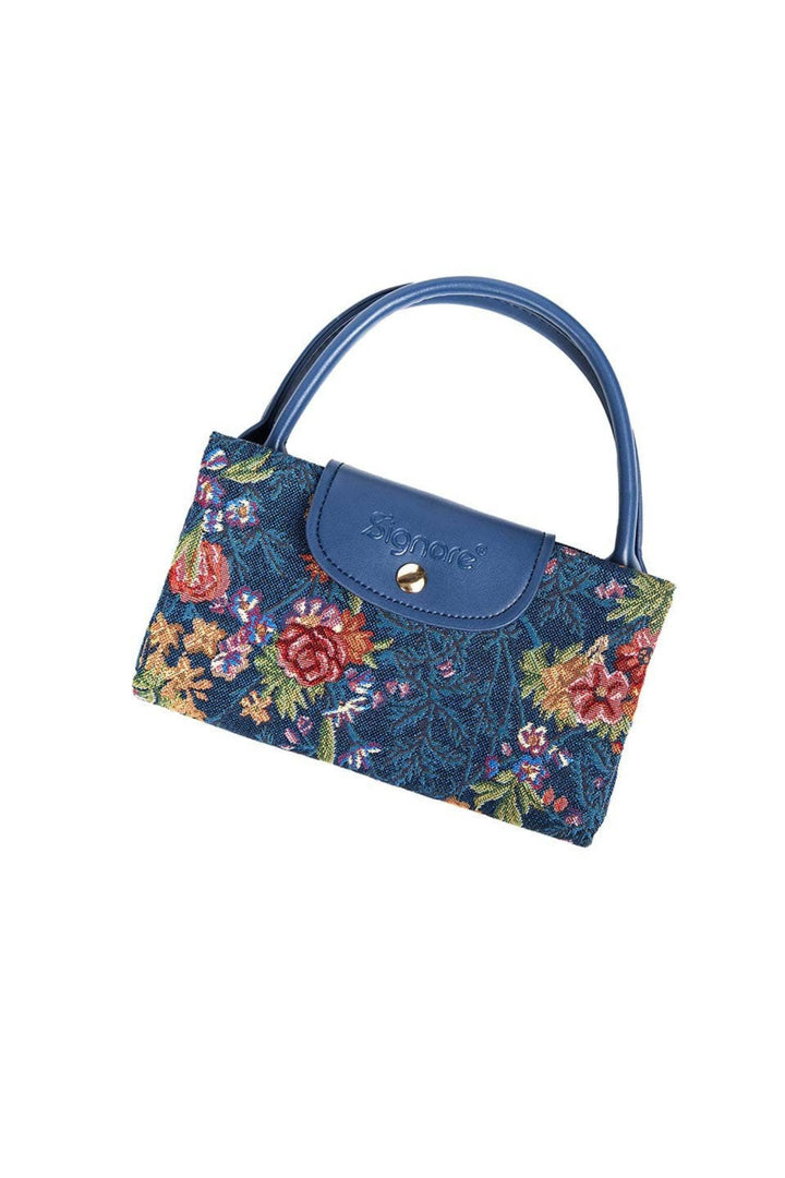 V&A Flower Meadow Blue Le Pliage Folding Tote Bag