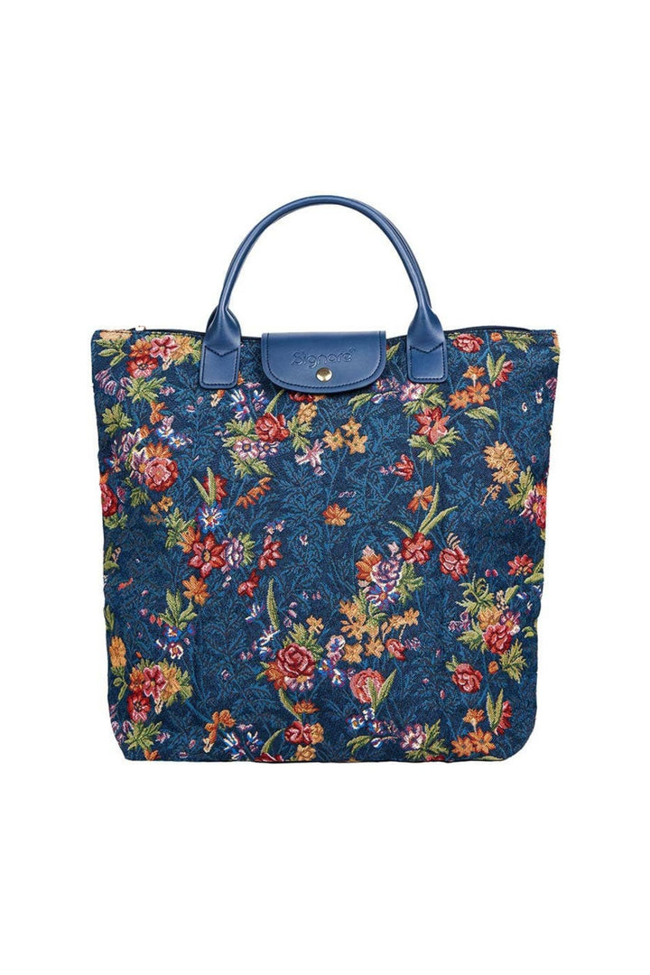 V&A Flower Meadow Blue Le Pliage Folding Tote Bag