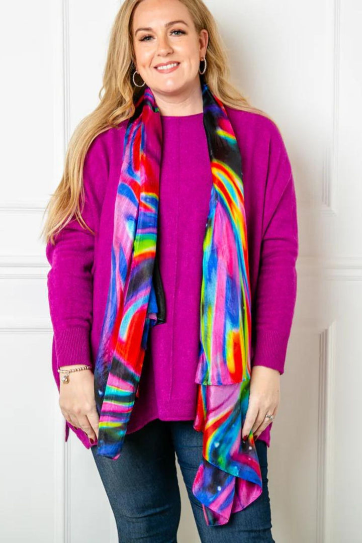 Vibrant Aurora Print 1608 Pure Silk Scarf