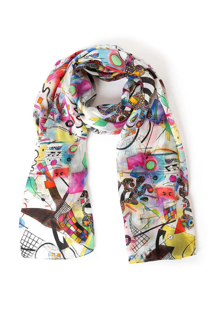 Vibrant Picasso Style 1520 Pure Silk Scarf