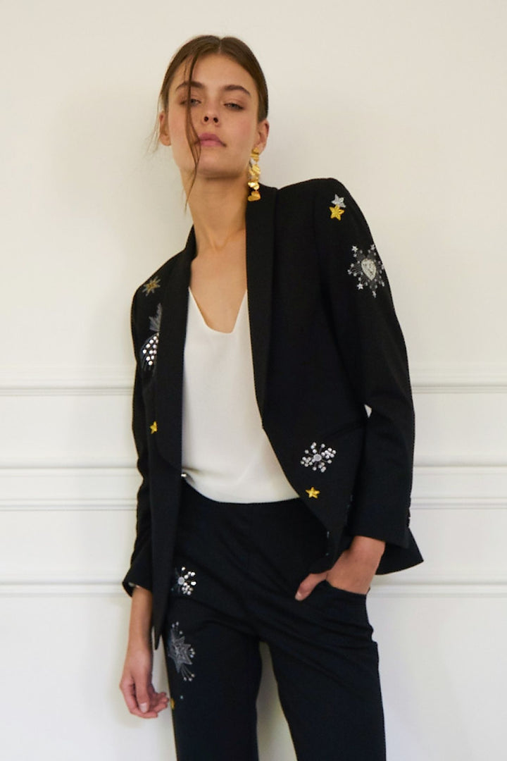 Vilagallo 30639 Black Stretch Embroidered Jacket