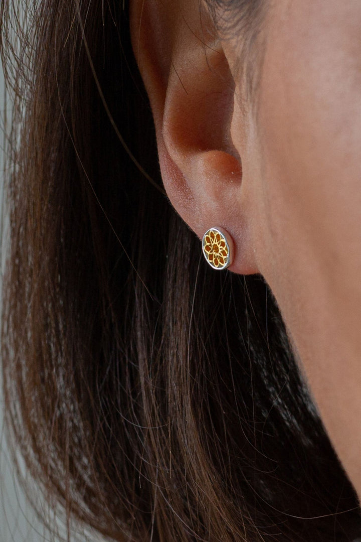 Vurchoo 1016 Gold & Silver Mandala Stud Earrings