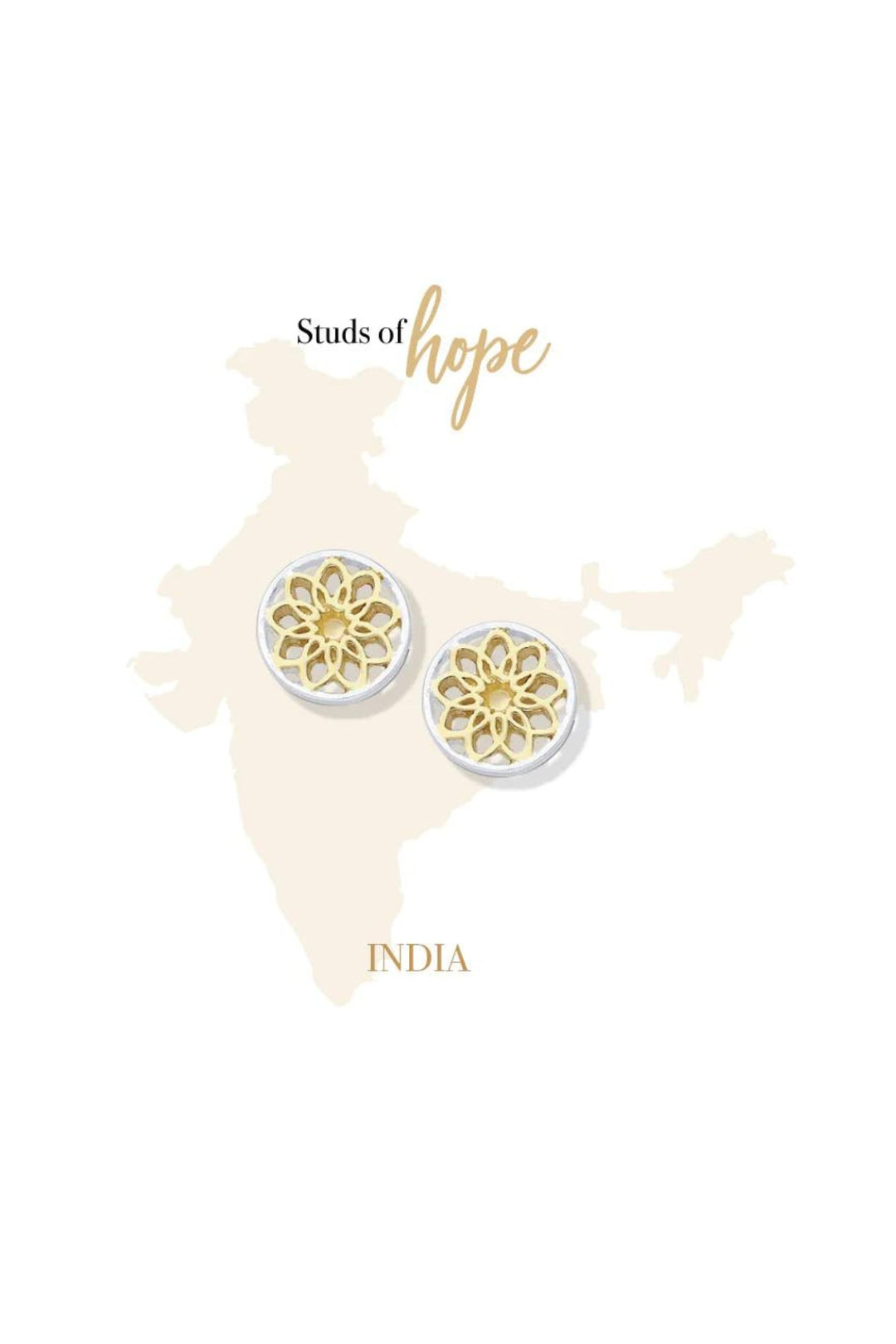 Vurchoo 1016 Gold & Silver Mandala Stud Earrings