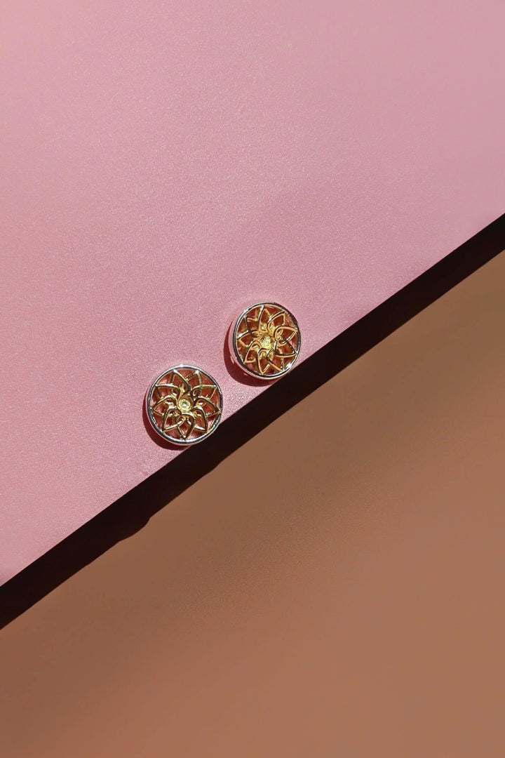 Vurchoo 1016 Gold & Silver Mandala Stud Earrings