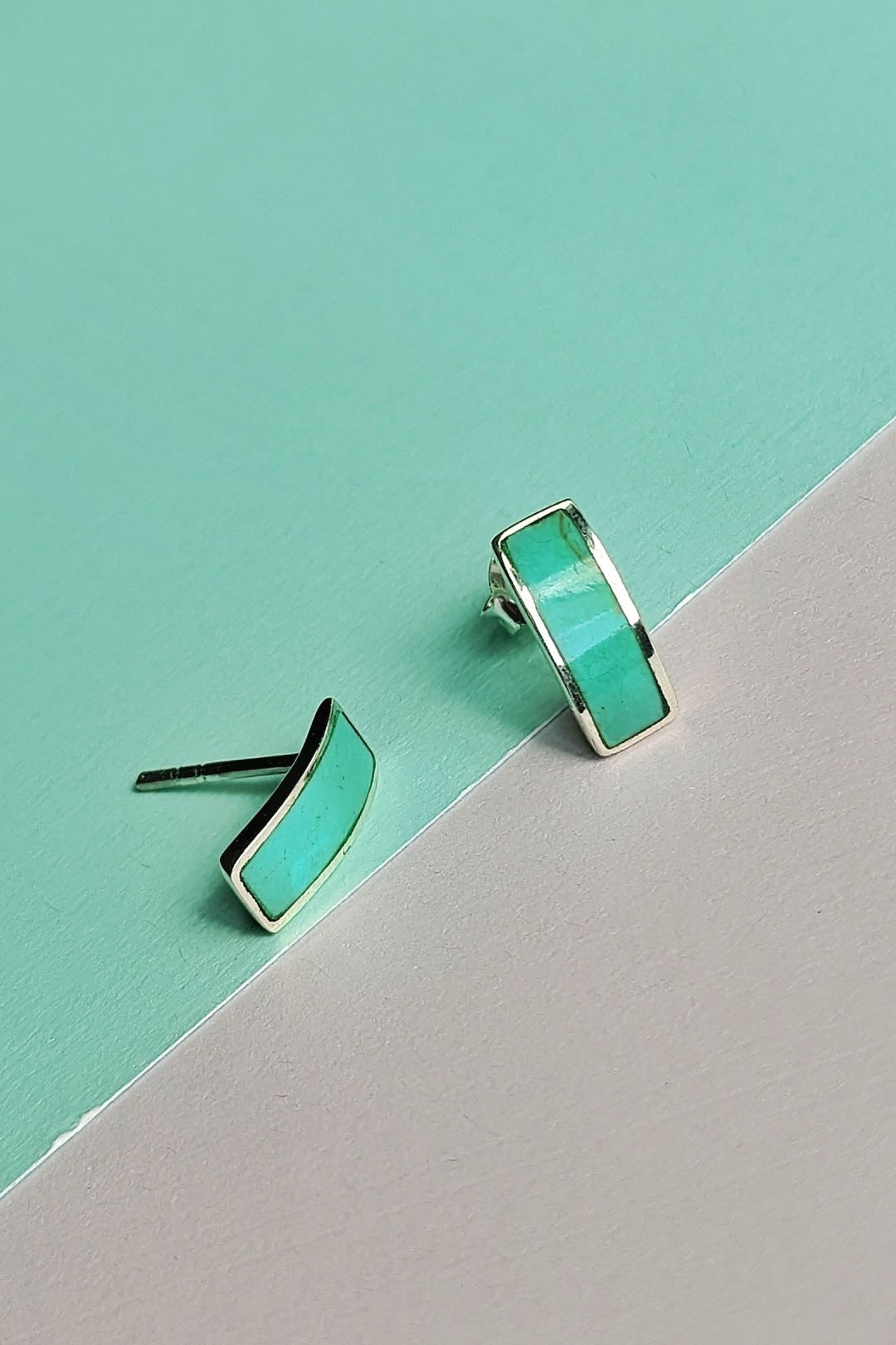 Vurchoo 1019 Silver & Turquoise Stud Earrings