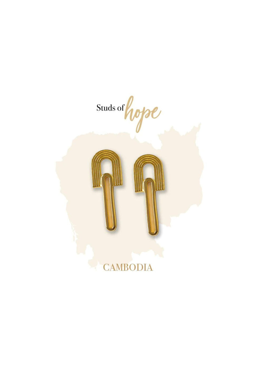 Vurchoo 1088 18K Gold Arch Stud Earrings