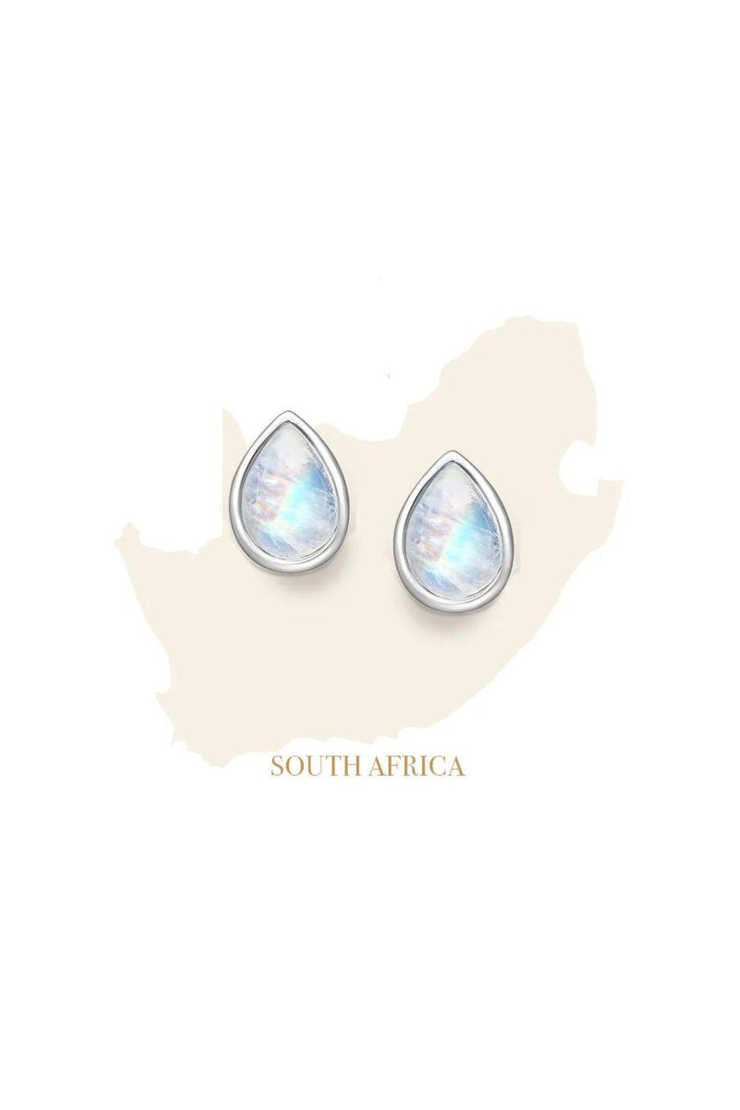 Vurchoo 1098 Silver Moonstone Droplet Earrings