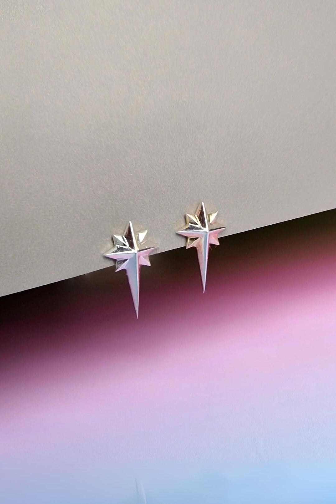 Vurchoo 1109 Silver Rising Star Stud Earrings