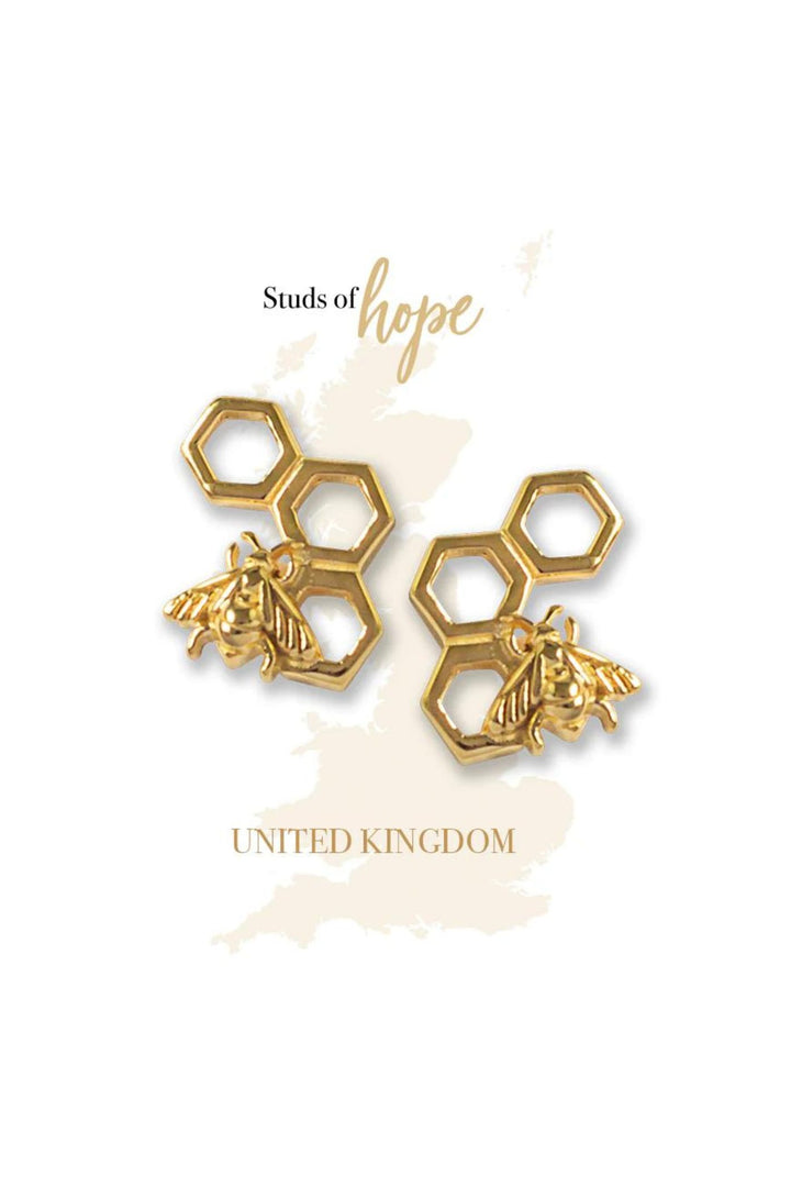Vurchoo 1082 18k Gold Bumble Bee Stud Earrings