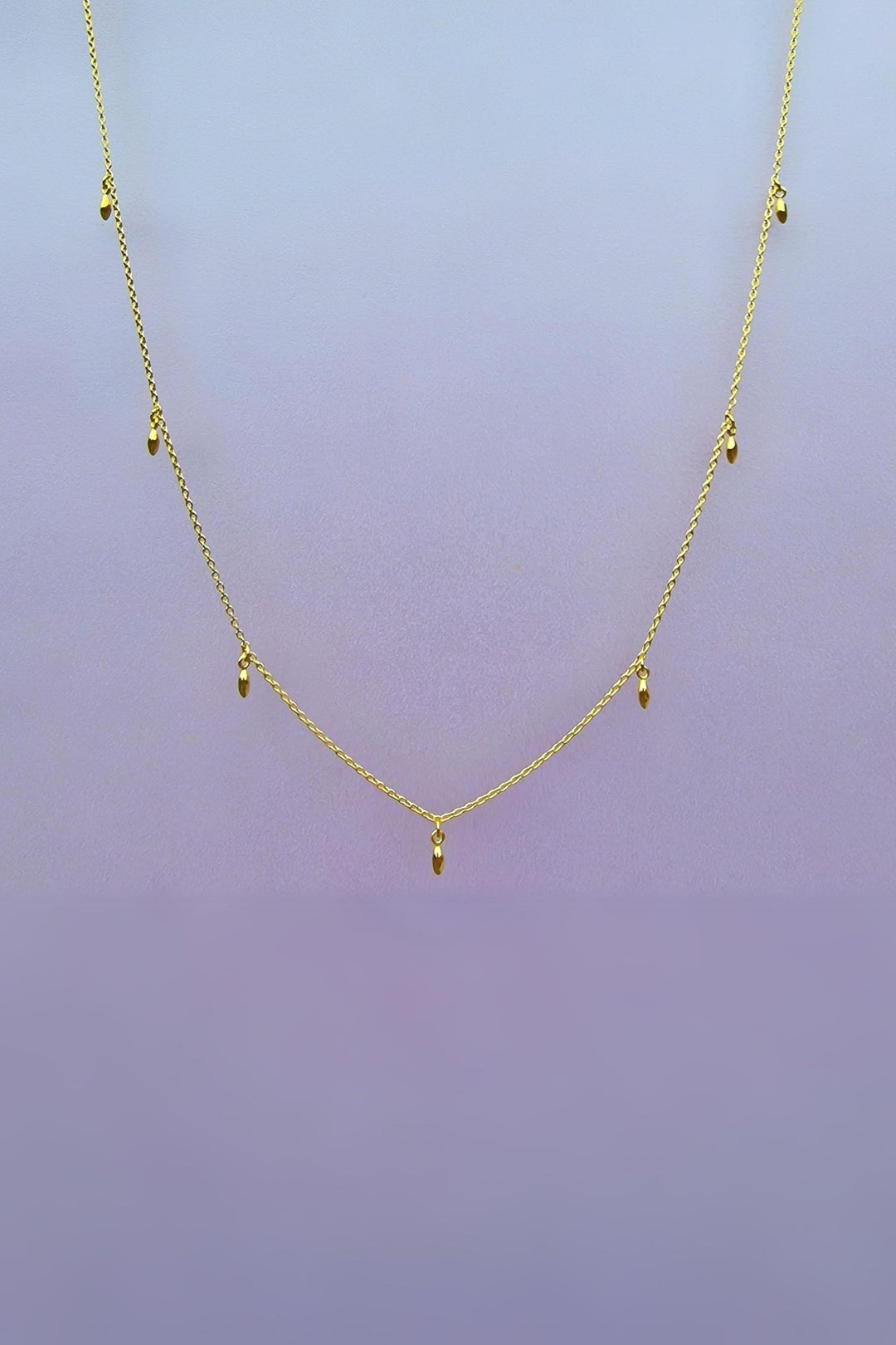 Vurchoo P1008 18K Gold Rice Grain Charm Necklace