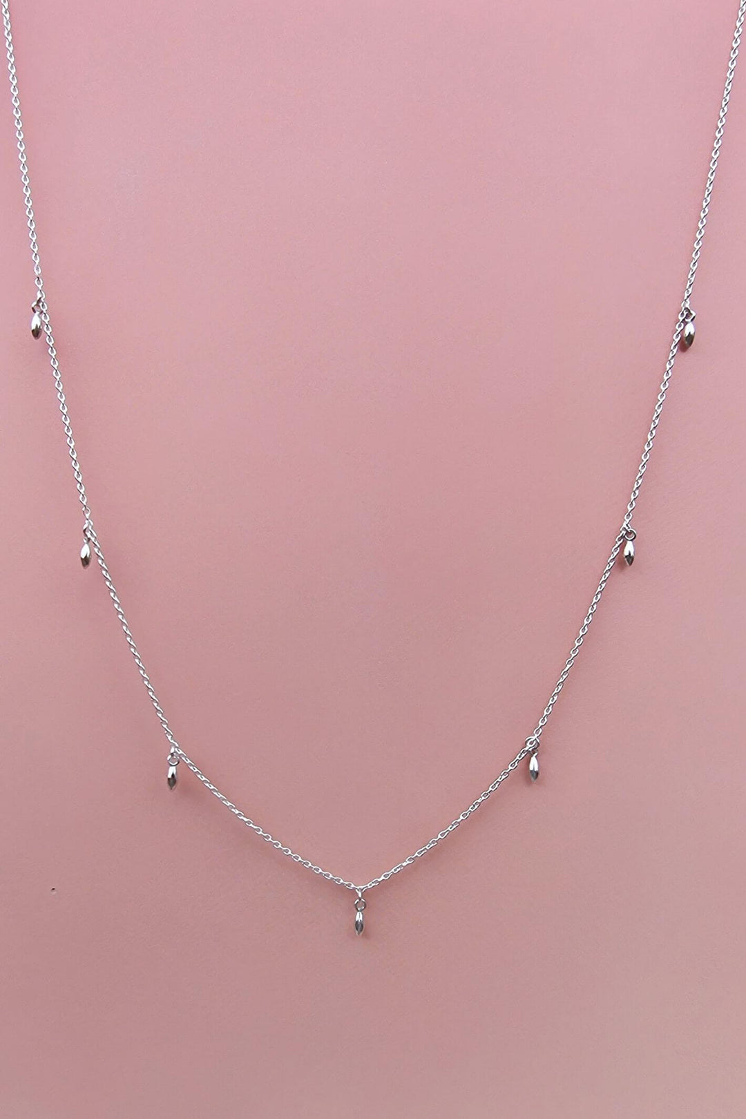 Vurchoo P1051 Silver Rice Grain Charm Necklace