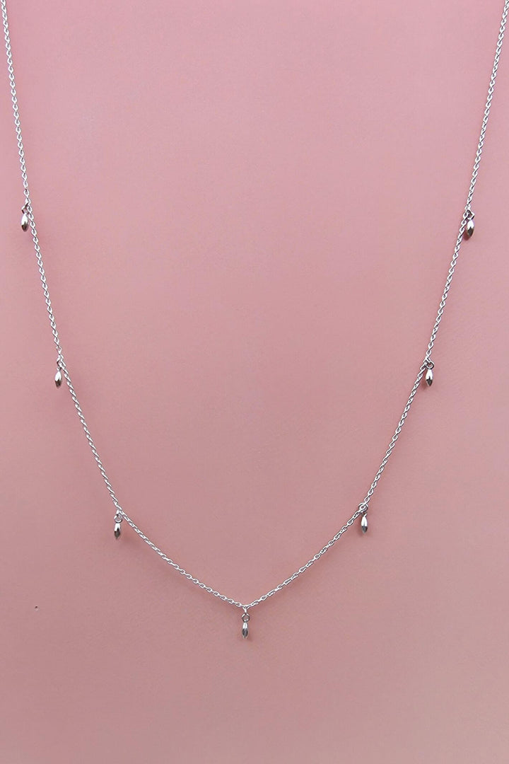 Vurchoo P1051 Silver Rice Grain Charm Necklace