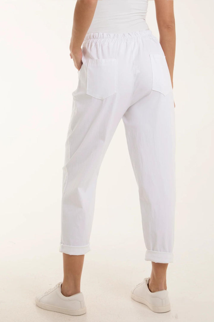 White Contour Detail Stretch Pull-On Trousers XL